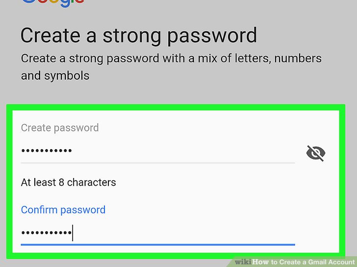 محل ورد رمز و یا password حساب جیمیل