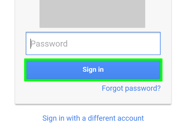 وارد کردن پسورد برای ورود به جیمیل در اندروید