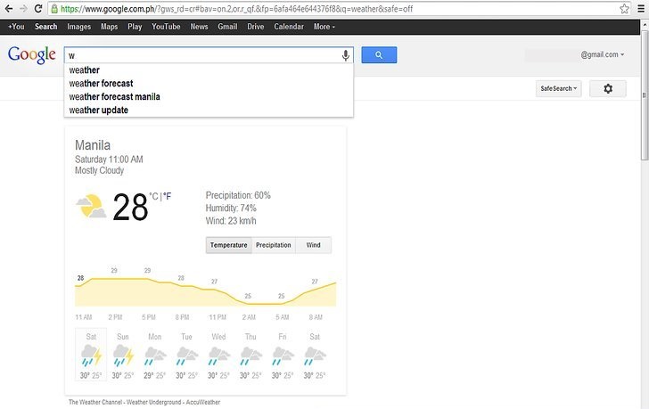 نحوه دریافت گزارش آب و هوا با استفاده از Google Instant