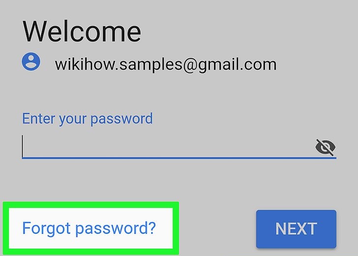 دکمه فراموشی رمز عبور جیمیل forgot password