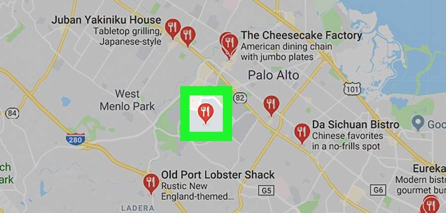 Find the restaurant on google map