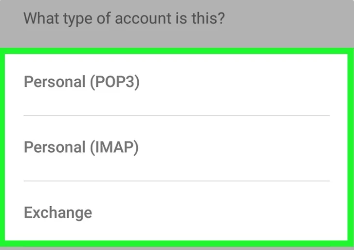 انتخاب POP3 و IMAP