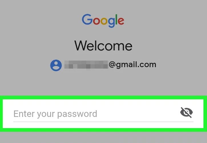 وارد کردن پسورد جیمیل