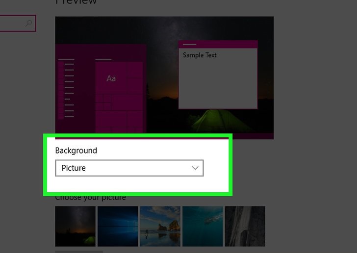 انتخاب تصویر برای پس زمینه کامپیوتر در ویندوز 10