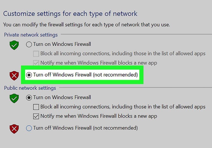 غیرفعال کردن فایروال در ویندوز 10 و 7