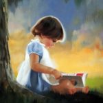 نقاشی دختر کوچولو در طبیعت