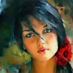 تابلو نقاشی دختر با رنگ روغن