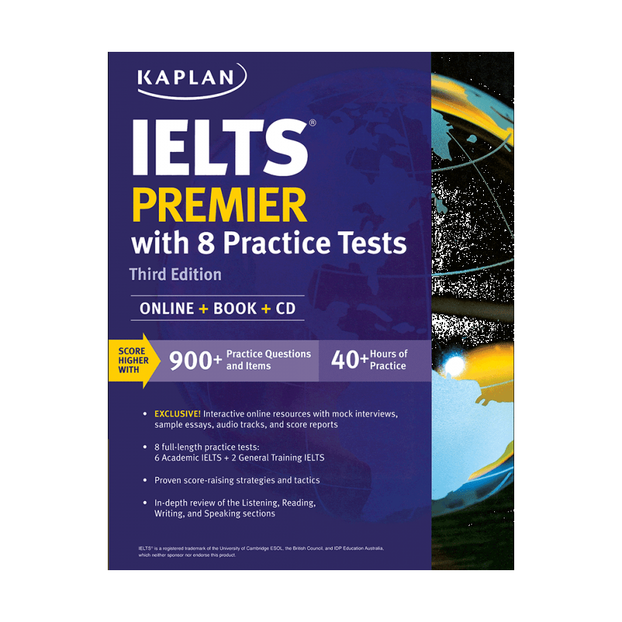 منابع رسمی آزمون آیلتس (IELTS) خودخوان: Kaplan IELTS Premier with 8 practice test