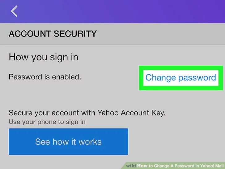 دکمه تغییر گذرواژه "Change password"