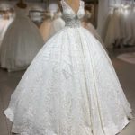 مدل لباس عروس ژورنالی 2019 آستین حلقه ای