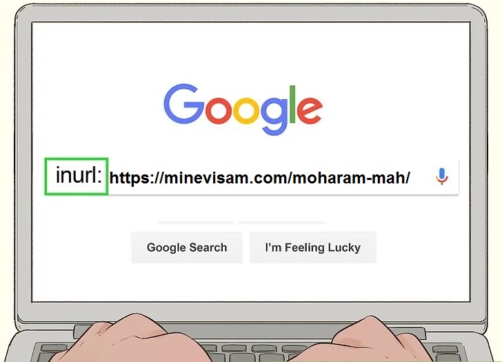 "inurl:" را در مقابل URL صفحه تایپ کرده و جستجو را بزنید.