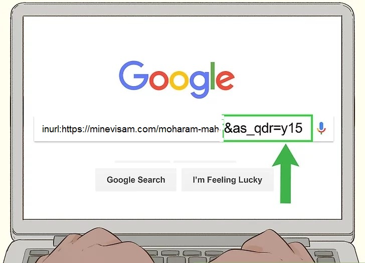  کلمه  “&as_qdr=y15” پس از URL مانند تصویر اضافه کنید