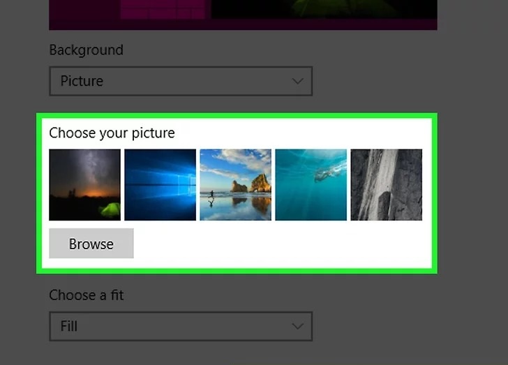 تغییر عکس پس زمینه ویندوز 10