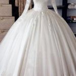 مدل لباس عروس پرنسسی آستین بلند