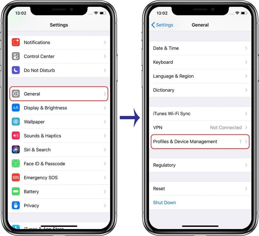 Settings > General > Device Management