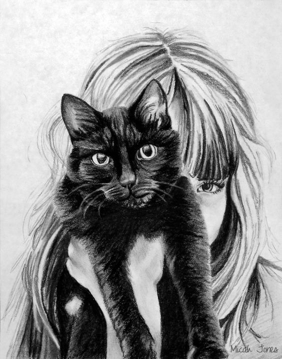 نقاشی فانتزی سیاه و سفید دخترونه
