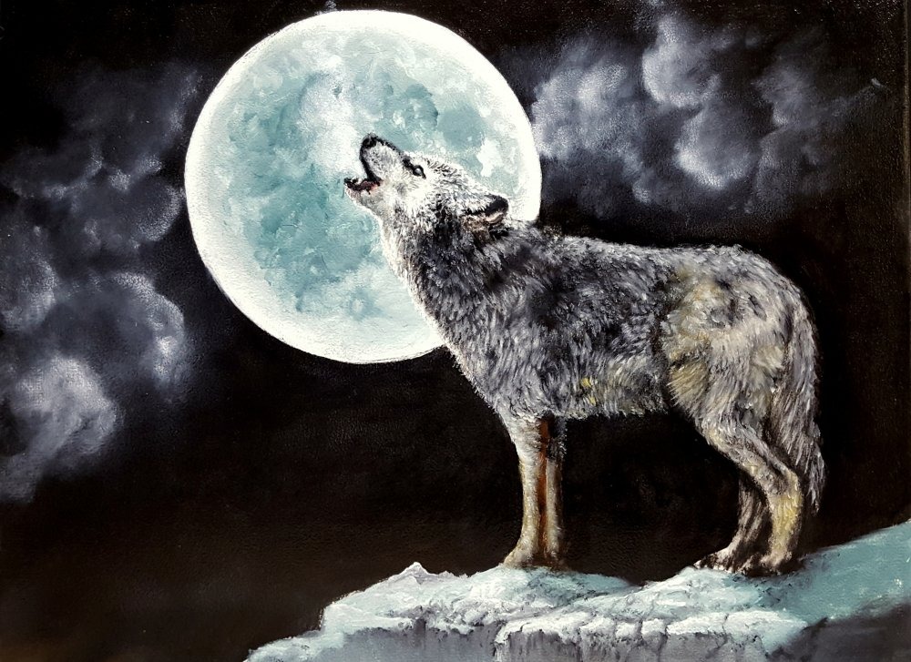 آموزش نقاشی گرگ و ماه
