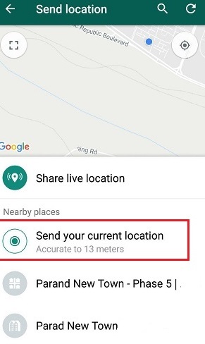 فرستادن لوکیشن در واتس اپ اندروید