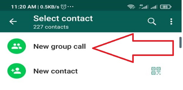 گزینه تماس جدید گروهی  new group call را انتخاب کنید.