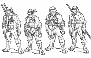 عکس سیاه و سفید لاک پشت های نینجا برای نقاشی