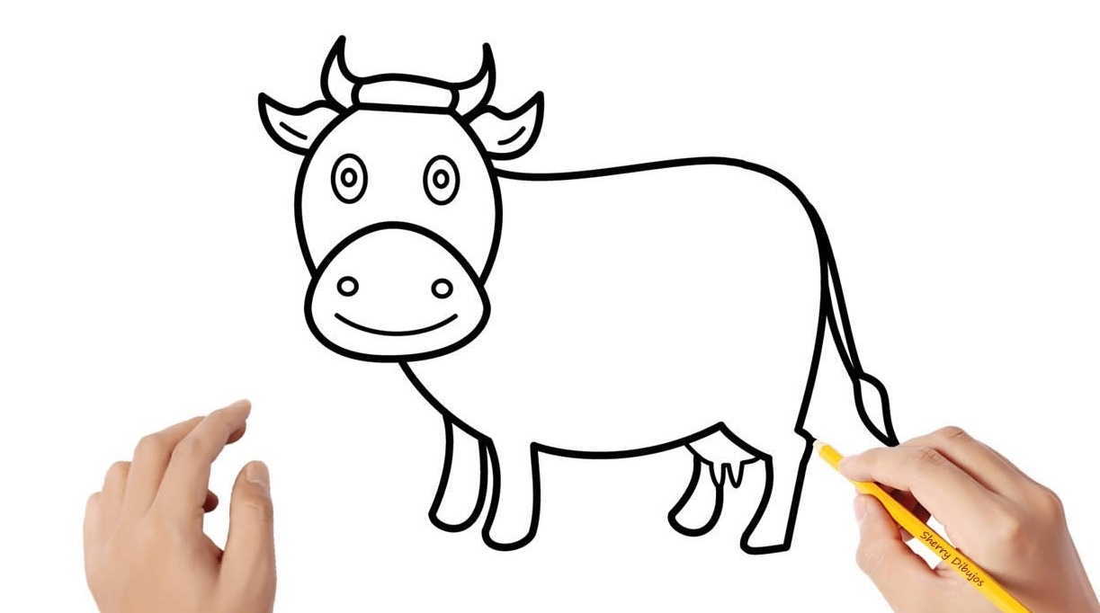 آموزش نقاشی گاو برای کودکان