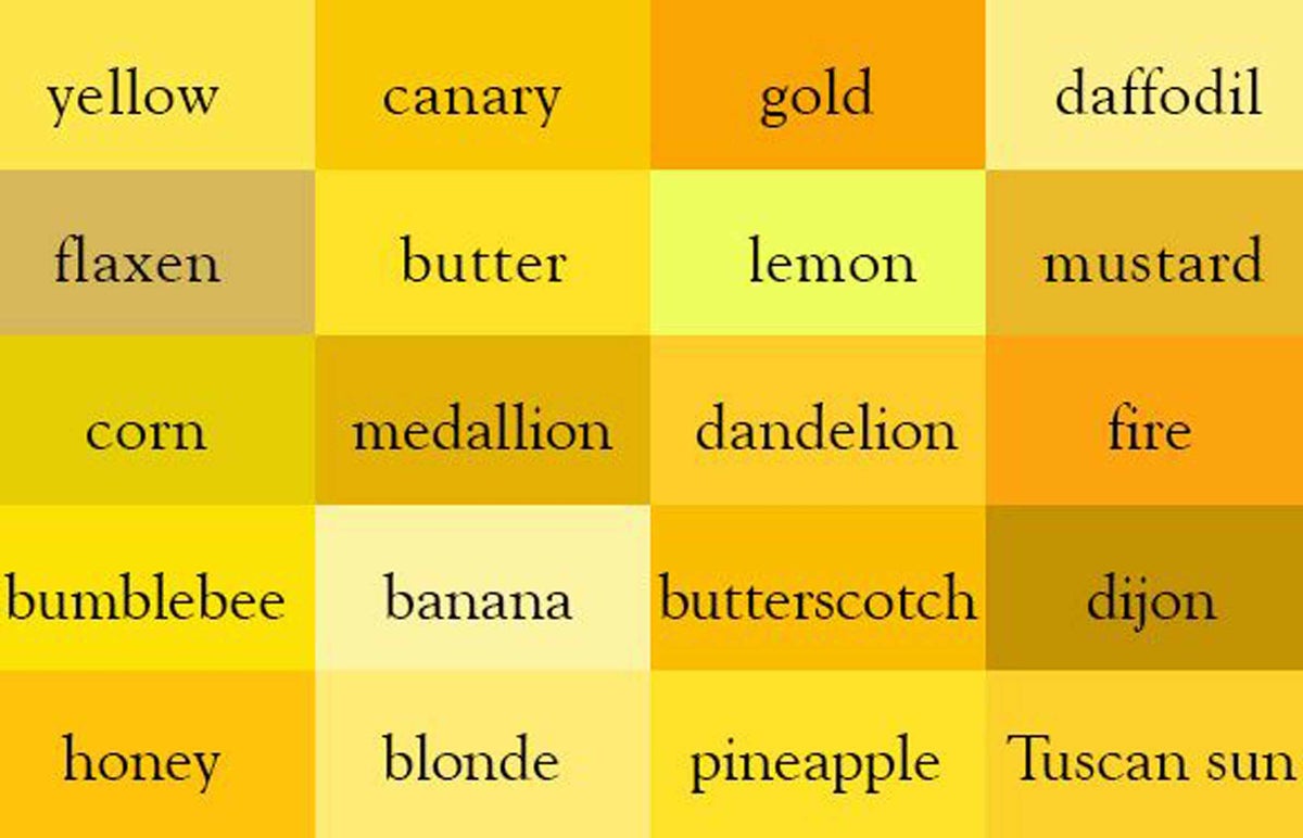 خصوصیات رنگ زرد چیست؟