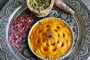 طرز تهیه حلوا زعفرانی با کره بسیار خوشمزه و خوش رنگ