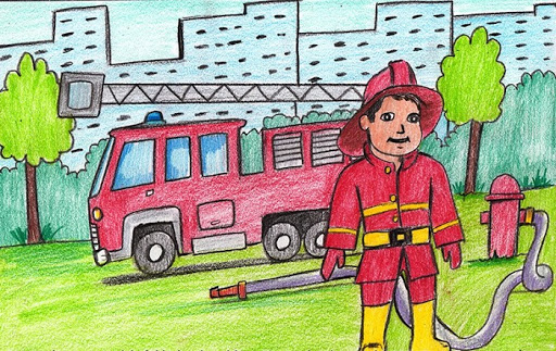 نقاشی آتش نشانی کودک