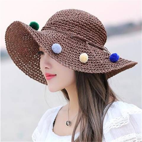 کلاه حصیری لبه دار قشنگ دخترانه 