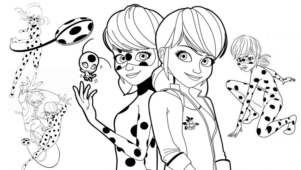 عکس نقاشی دختر کفشدوزکی بدون رنگ برای رنگ آمیزی