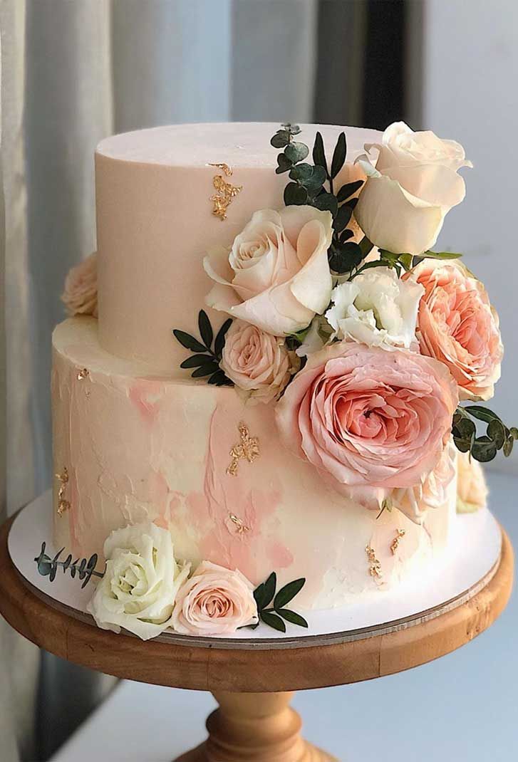 مدل کیک عقد با گل طبیعی (20)