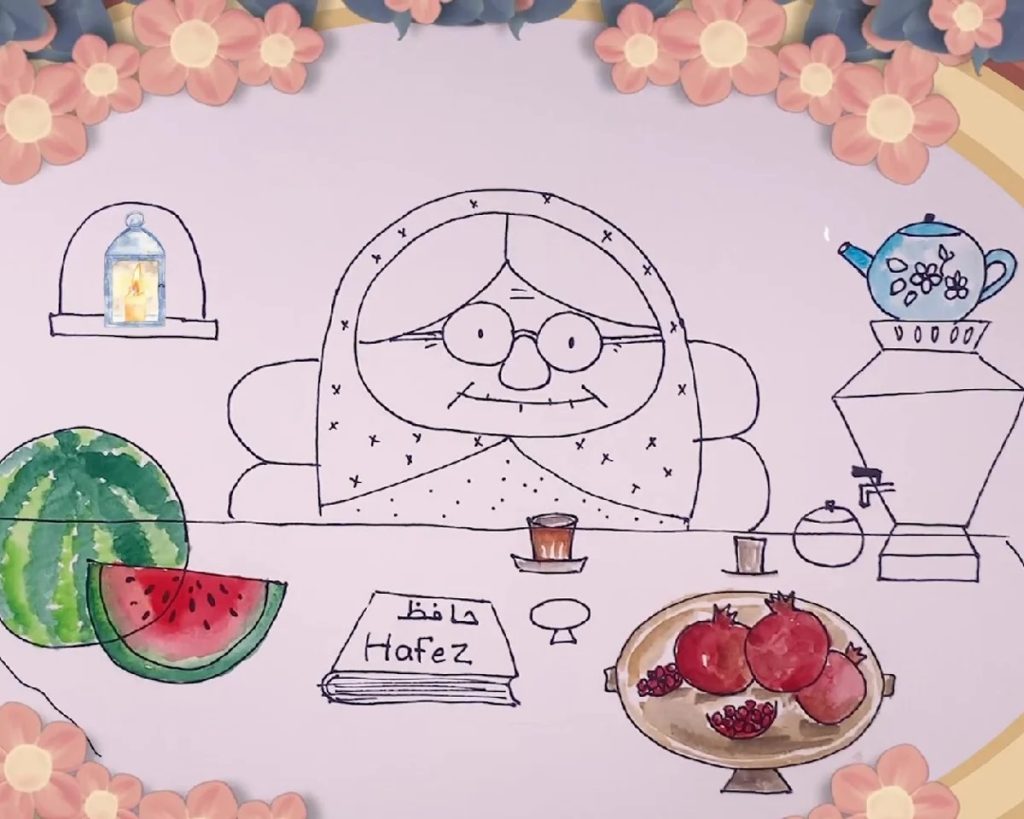 نقاشی شب یلدا برای کودکان؛ برای رنگ آمیزی و تبریک (آپدیت 1401)