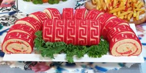 طرز تهیه رولت الویه طرح دار خوشمزه و مجلسی