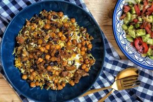 طرز تهیه نخود پلو با گوشت و نخود آبگوشتی لذیذ و خوشمزه