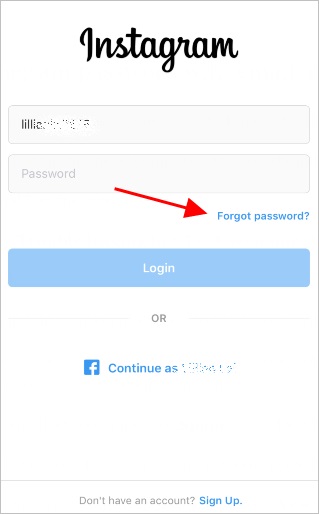 مرحله اول : بازیابی رمز اینستاگرام از طریق ایمیل