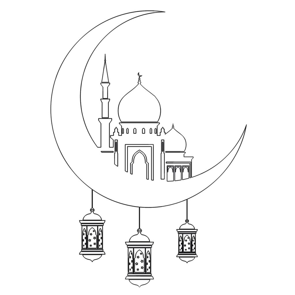 نقاشی بدون رنگ ماه رمضان