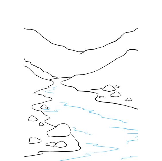 نقاشی ساده رودخانه
