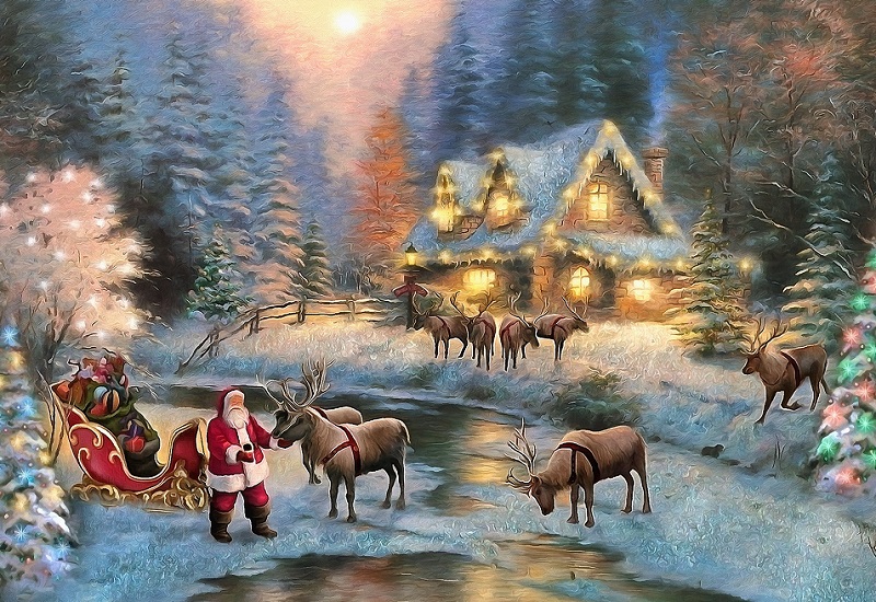 نقاشی گوزن کریسمس