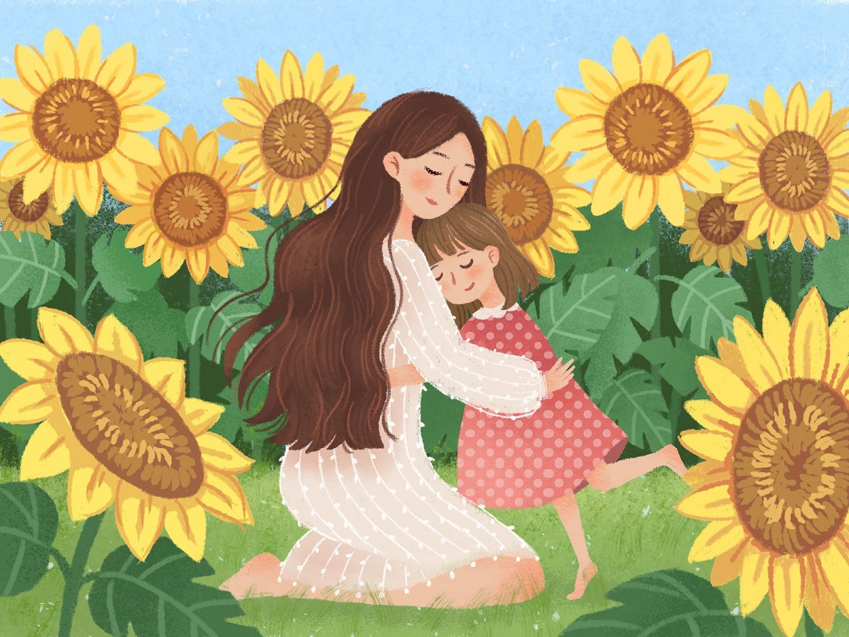 نقاشی روز مادر ساده و زیبا و کودکانه