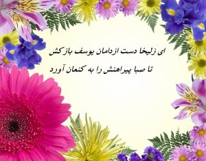 معنی شعر ای زلیخا دست از دامن یوسف باز کش +متن کامل