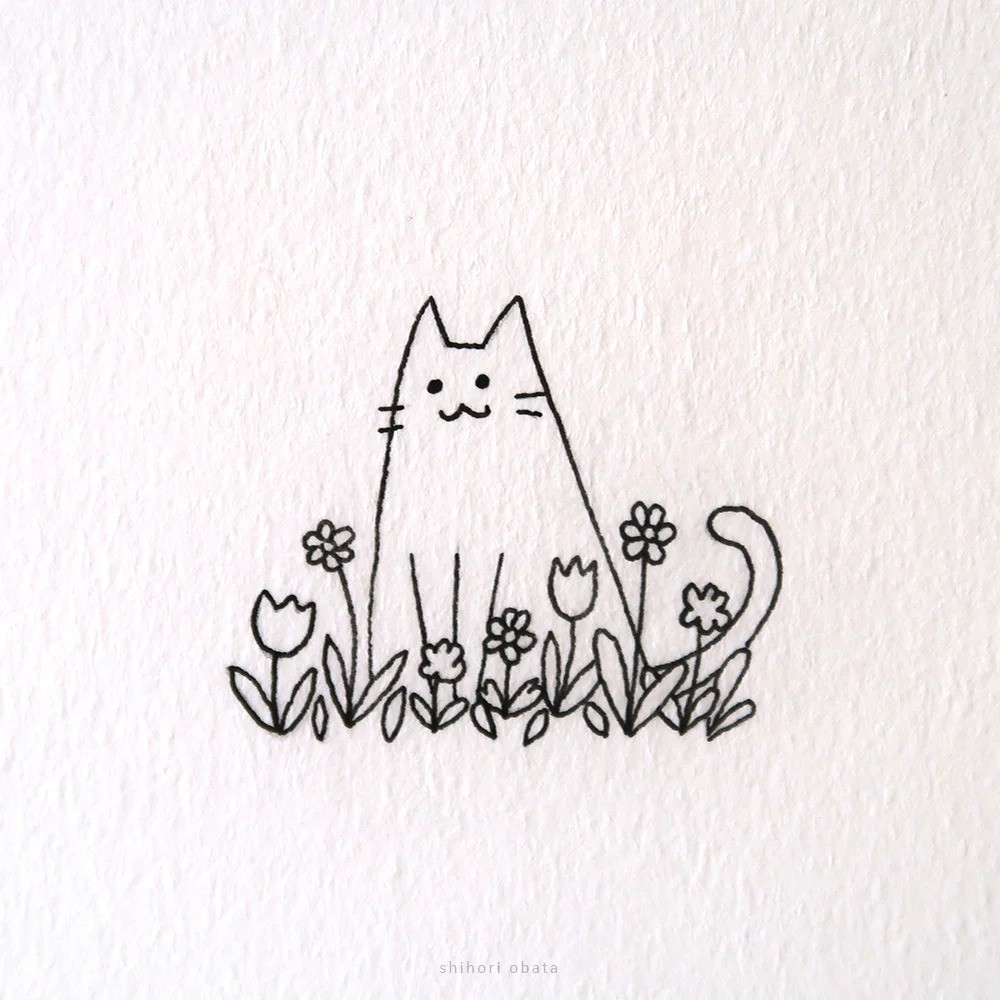 نقاشی کودکانه گربه ساده و آسان