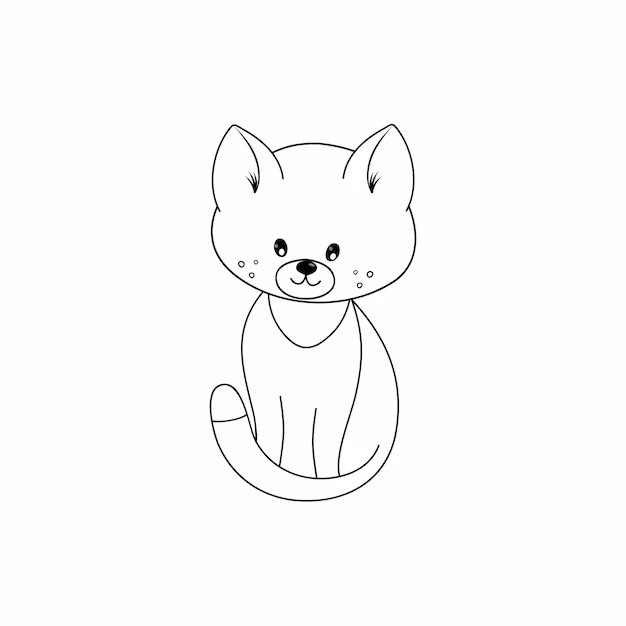 نقاشی کودکانه گربه ساده و آسان