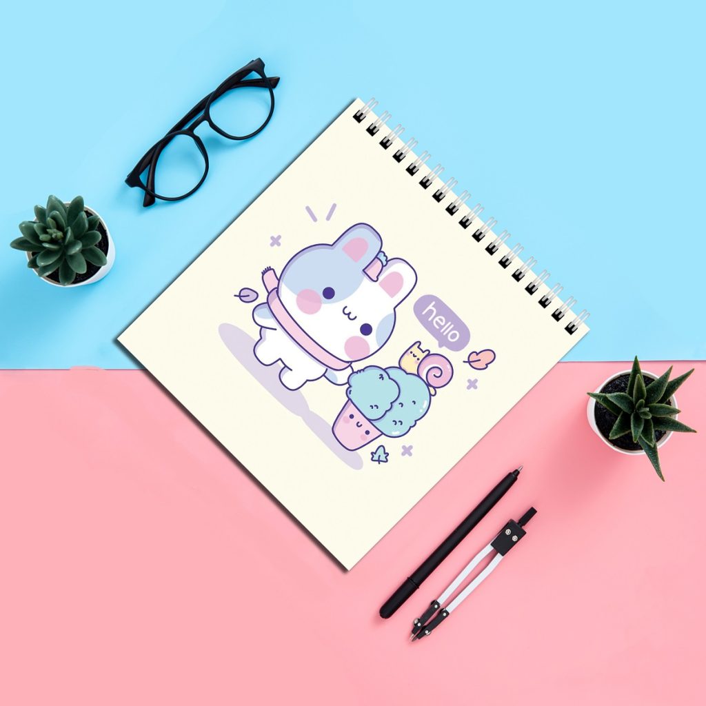 نقاشی دفتر مشق دخترانه آسان، فانتزی و ساده